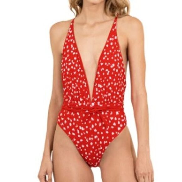 Maaji Red Camelia Safari Plunge Reversible One Piece NWT Sz. S - Picture 7 of 11